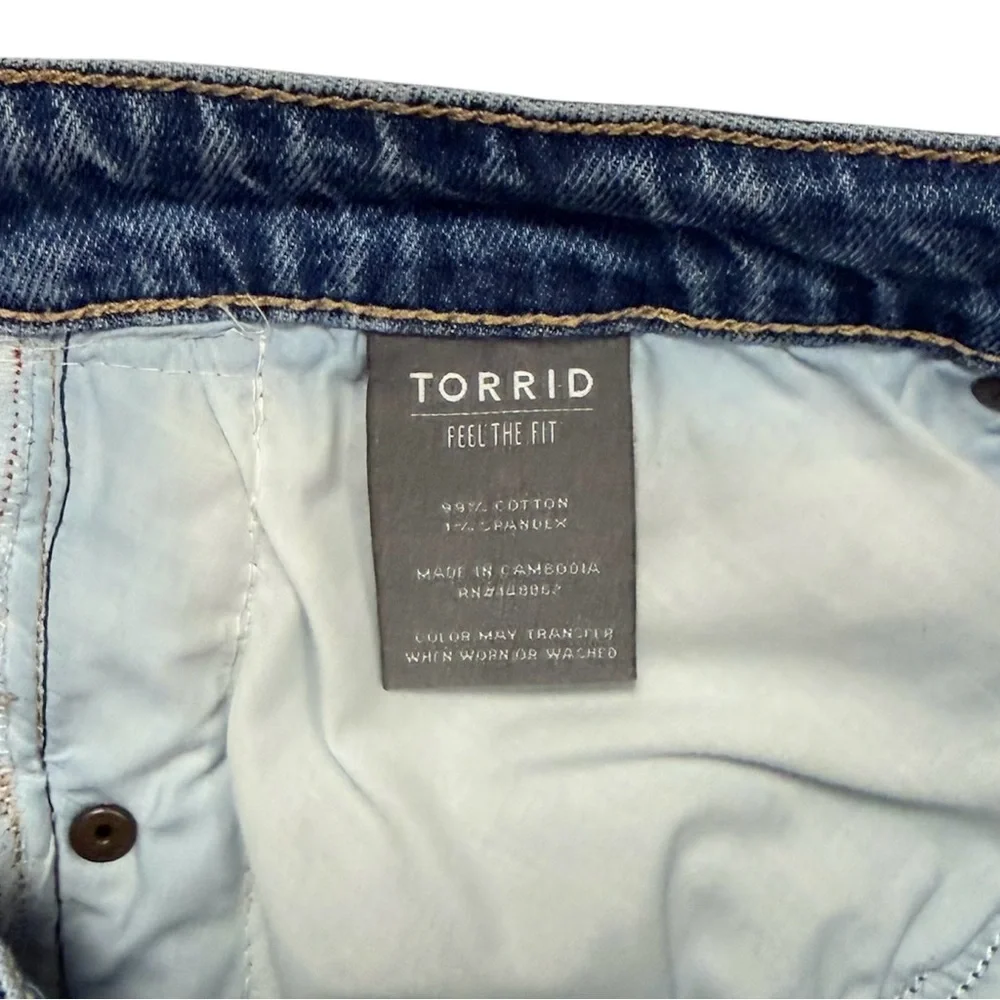Torrid Denim Shorts Handmade Crochet Trim Granny Square Size 14 Festival